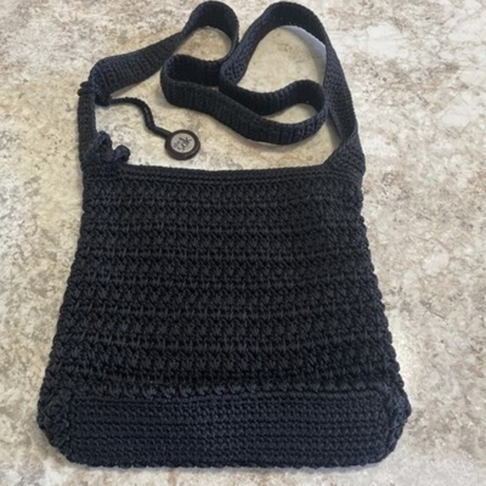 THE SAK ORIGINALS Handbag CROCHET Purse Logo Charm Shoulder Strap